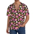 thumbnail image 3 of Honeii 's Strawberry for men's short-sleeved button-up collared shirt featuring a pocket, perfect for beach vacations, and travel adventures., 3 of 5