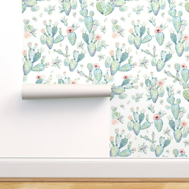 PeelandStick Removable Wallpaper Succulents Boho Cactus Floral Peach
