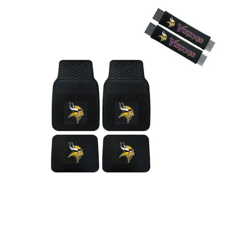 Minnesota Vikings Petite Purse - Minnesota Vikings 2 Front Vinyl Floor Mats And 2 Rear Vinyl Floor Mats With 2 pc Shoulder Pads