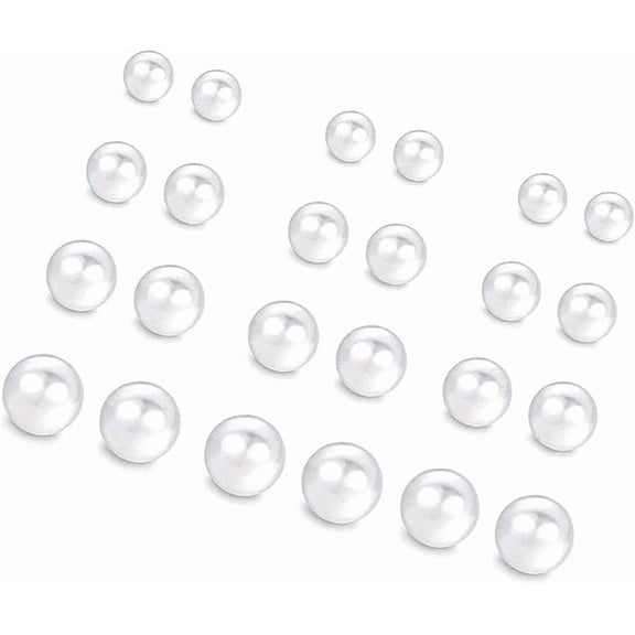 Xukmct 12 Pairs Pearl Stud Earrings, 316L Surgical Steel Round Ball Beads Stud Earrings Set for Women,6 8 10 12mm