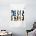 thumbnail image 1 of Eiffel Tower Tapestry, Modern Paris Designed in Collage of Images Around Paris, Wall Hanging for Bedroom Living Room Dorm Decor, 40W X 60L Inches, Dark Sky Blue and Multicolor, by Ambesonne, 1 of 2