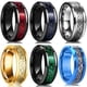 thumbnail image 2 of Anillo de dragón de acero inoxidable para hombre, 13 colores, 8mm, incrustaciones, rojo, verde, negro, anillo de fibra de carbono, joyería de banda de boda, grabado personalizado, 2 of 4