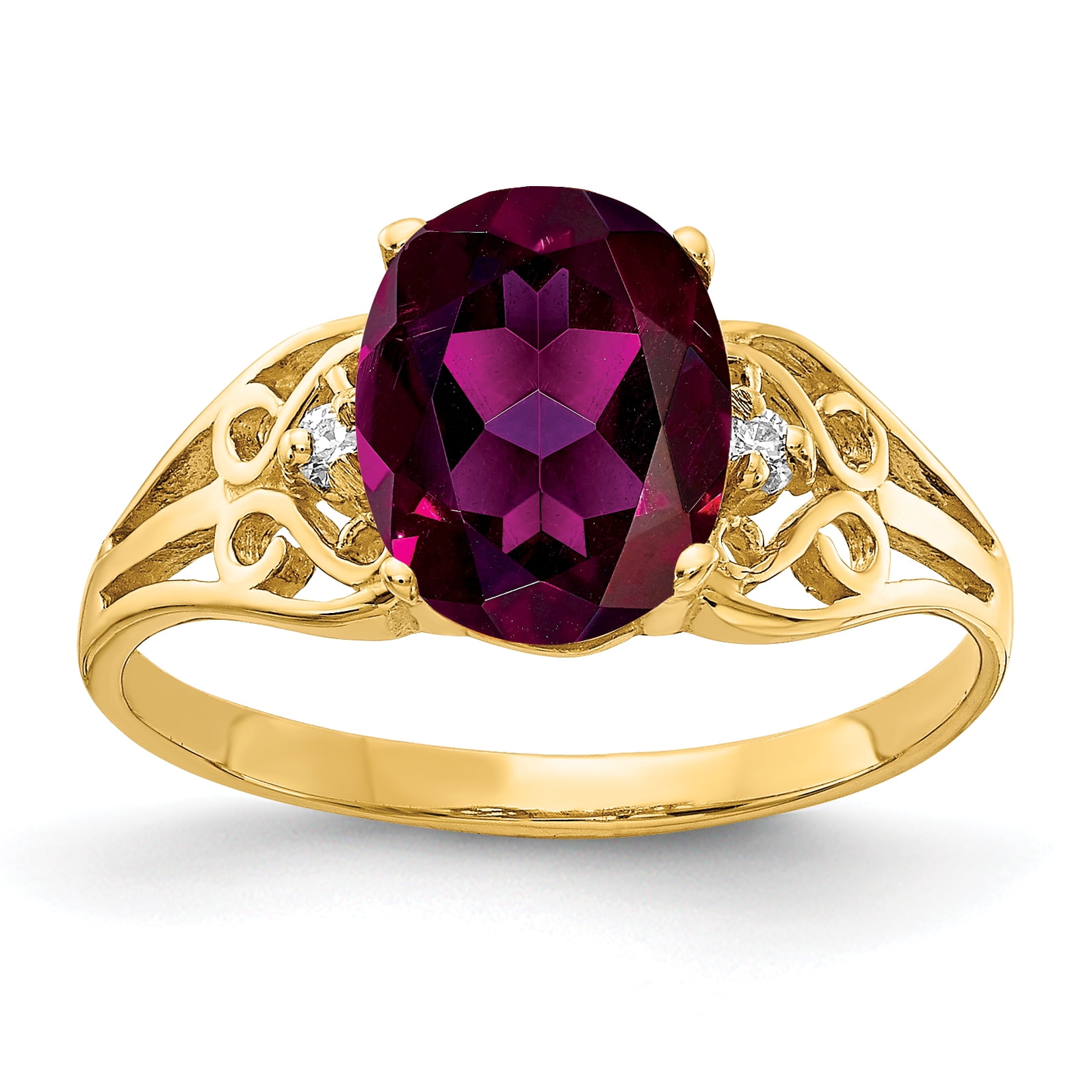 sizes 5 to 10 10K Yellow Gold Natural Garnet Ring Oval 9x7 mm Yellow Sapphire Accent