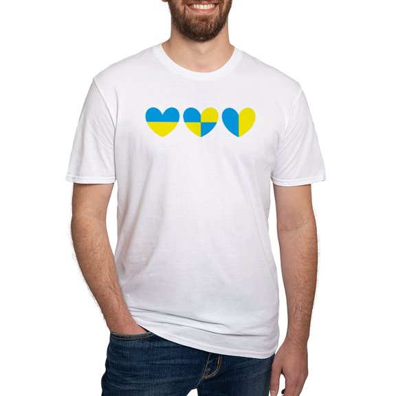 CafePress - I Stand With Ukraine Heart T Shirt - Fitted T-Shirt, Vintage Fit Soft Cotton Tee