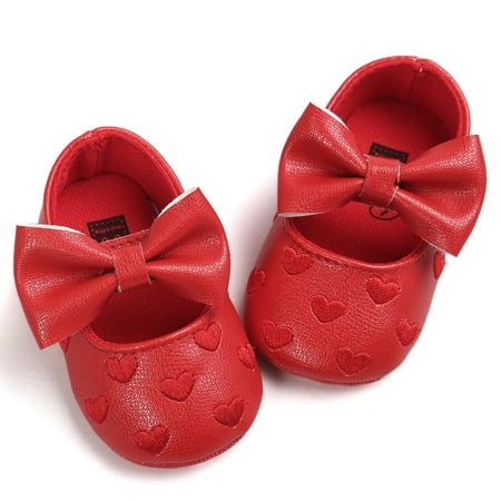 

〖Yilirongyumm〗 Baby Shoes Baby Girl Bowknot Leater Shoes Sneaker Anti-Slip Soft Sole Toddler