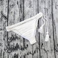 thumbnail image 3 of JIAYUE Womens Bohemian Swimwear Ladies Summer Hollow Crochet Bikini Briefs Solid Color Side Tie Bathing Suit Lined Knitted Beach Swim Bottoms, 3 of 3