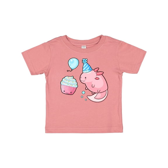 Inktastic Cute Axolotl Birthday with Cupcake Boys or Girls Baby T-Shirt