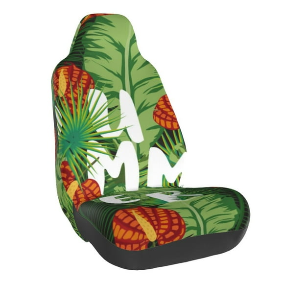 Naloa Palm Leaves And Tropical Flowers Car Seat Covers Universal Front Seat Coves for Car Accessories ,Padded Car Covers for Automotive, SUV, Truck, and Van