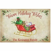 Angle View: Personalized Warm Holiday Wishes Christmas Doormat