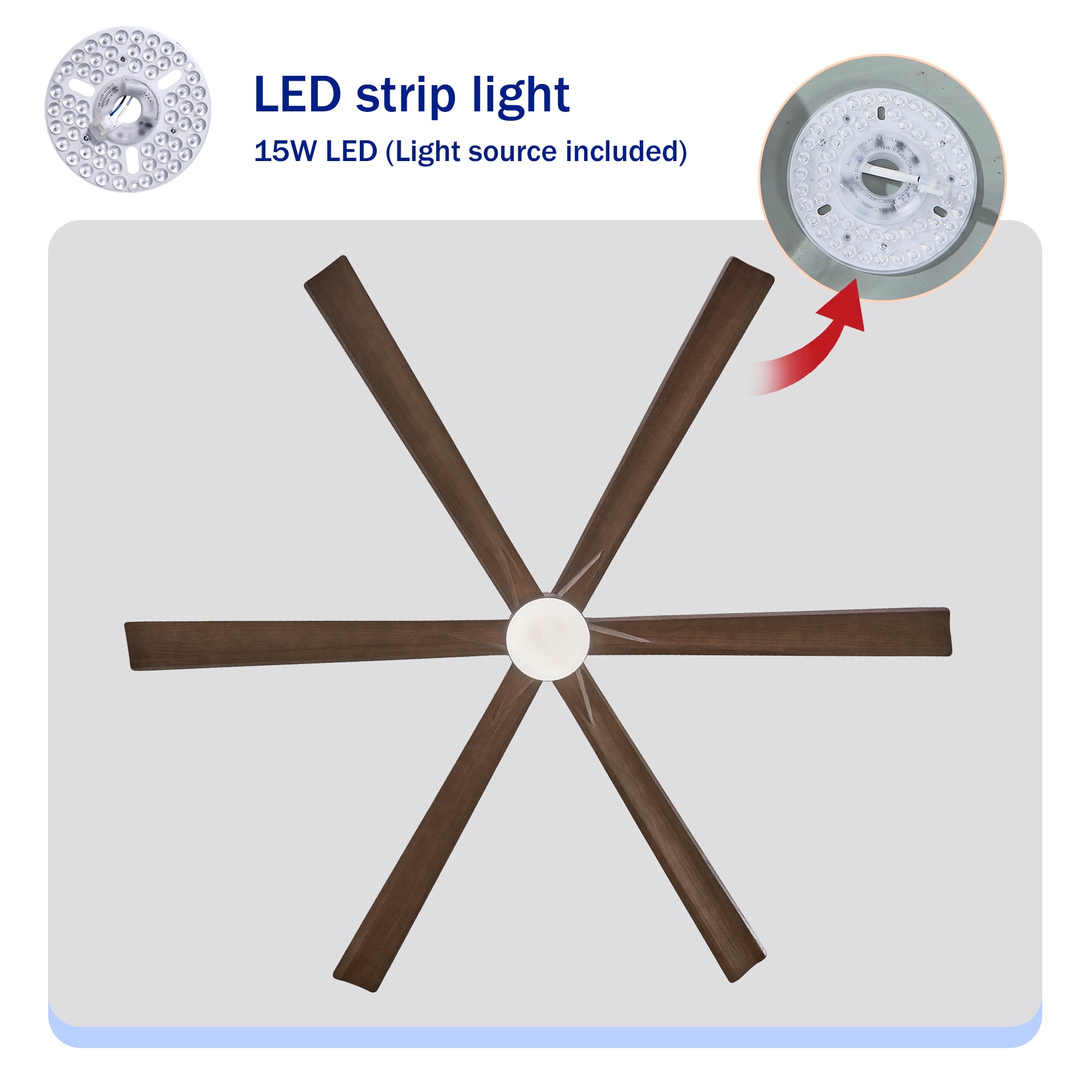 Leumius 70" Ceiling Fan with Lights Quiet DC Motor Ceiling Fans 6 Speed Levels,Reversible Ceiling Fan for Patio Living Room Bedroom Black