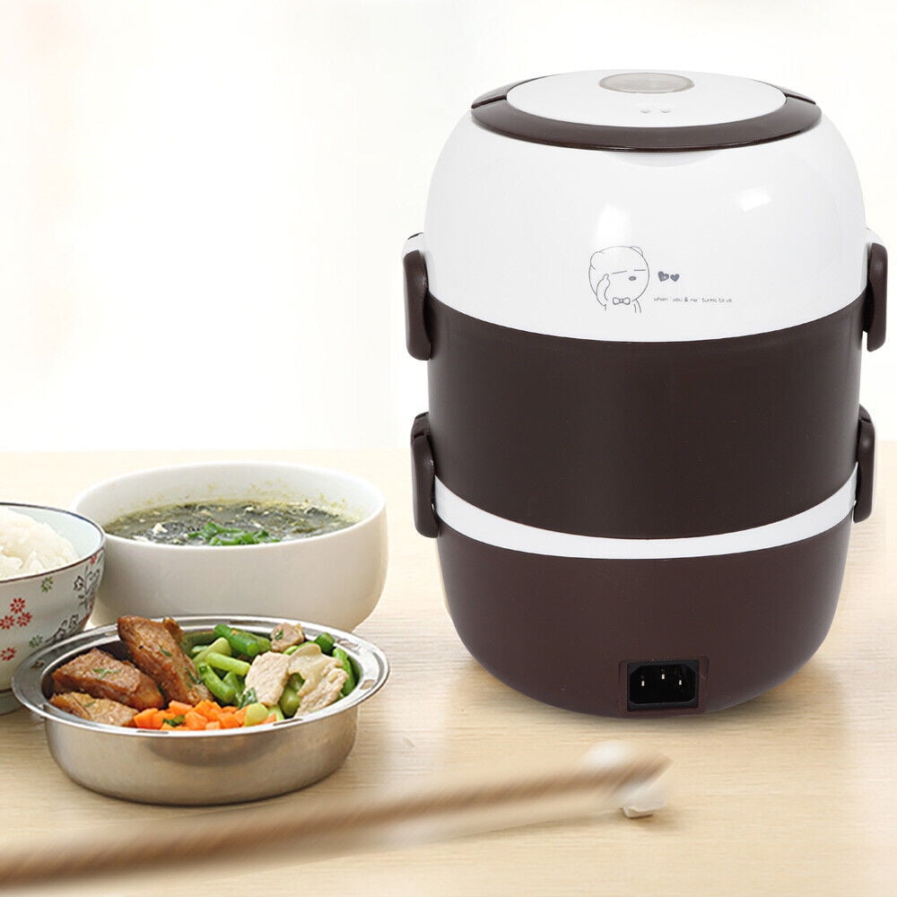 TOOL1SHOoo Portable Lunch Box Three-layer Stainless Steel Liner Electric Rice Cooker 110V/2L
