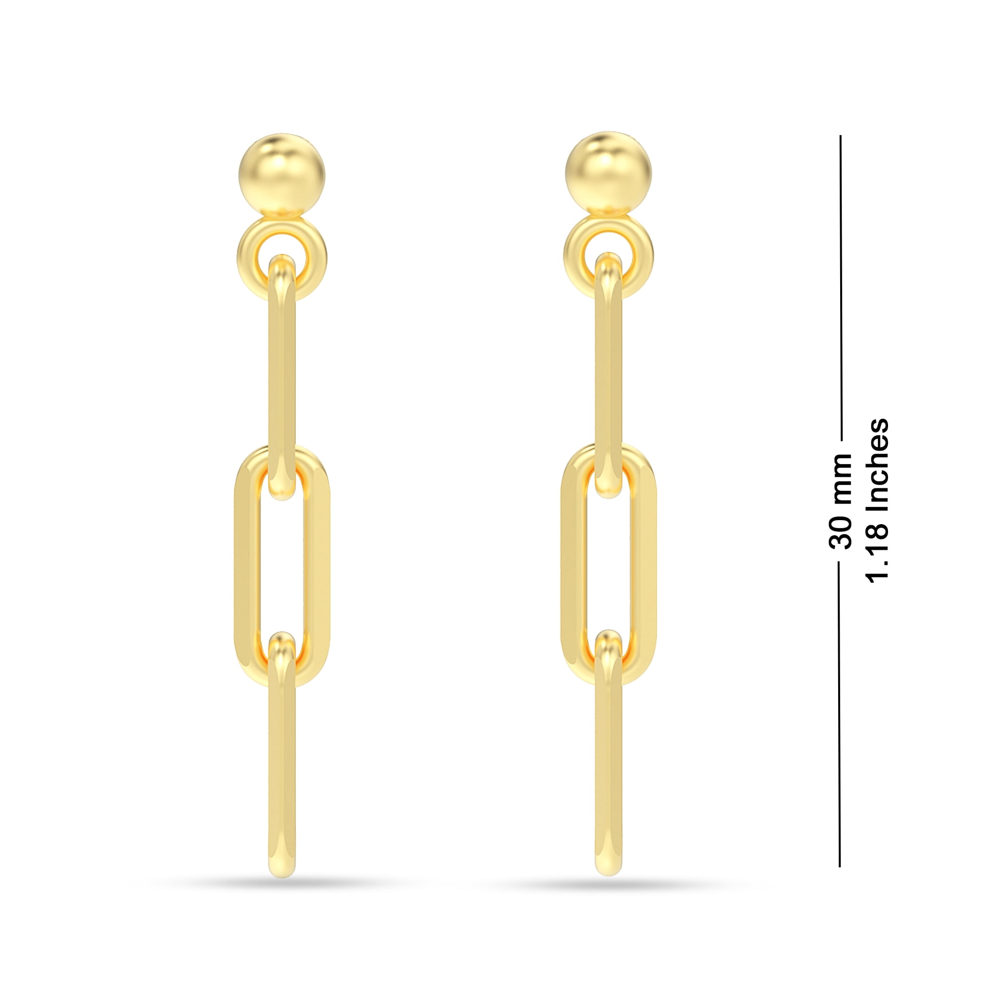 LeCalla 925 Sterling Silver Gold-Plated Hypoallergenic Light-Weight Italian Paperclip Link-Chain Earrings for Women and Teen 30MM