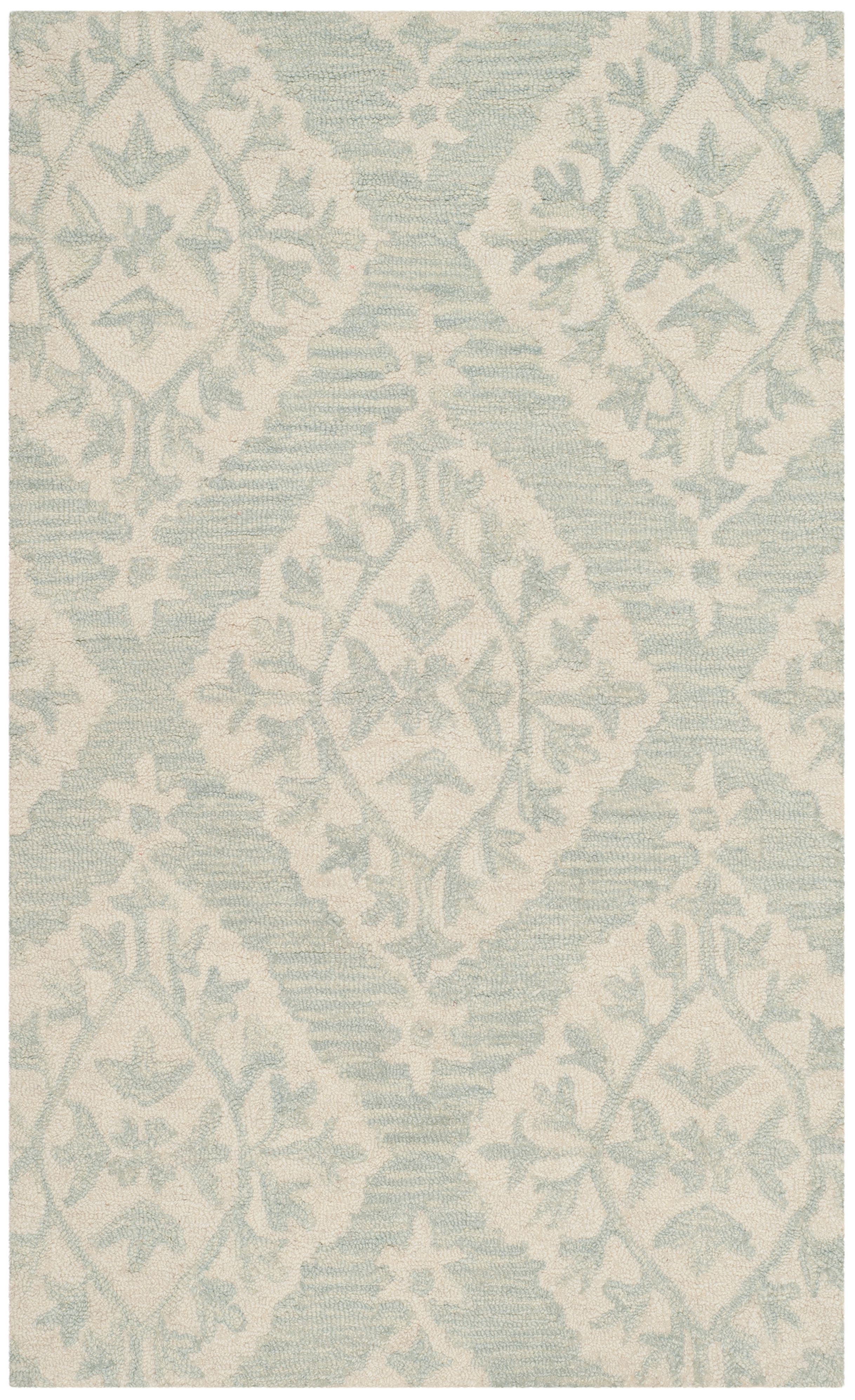 SAFAVIEH Micro-Loop Linton Damask Trellis Wool Area Rug, Light Blue, 2'6" x 4'