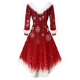 thumbnail image 5 of Christmas Party Printed Dresses For Women Vintage Christmas Midi Dress, Casual Dresses, Cocktail Dress, Party Festive Dresses, Holiday Print, Retro Style,Wine,2XL, 5 of 6