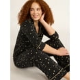 thumbnail image 4 of Joyspun Women's Cozy Jersey Notch Collar Top and Pants Pajama Set, 2-Piece, Sizes XS-4X, 4 of 5