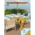 thumbnail image 5 of Outdoor Tablecloth with Umbrella Hole for Patio/Picnic/Party/Camping, Sunflower Waterproof Table Cloth Rectangle Table Cover Washable, Summer Botanical Yellow Floral Blue Striped (52"x 70"), 5 of 8