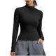 thumbnail image 1 of Tops de Cuello Alto para las Mujeres Respirable Running Fitness Yoga Top de Manga Larga, Pantalones Cortos Y Set Superior para las Mujeres Que Coinciden con Ropa Deportiva, 1 of 8