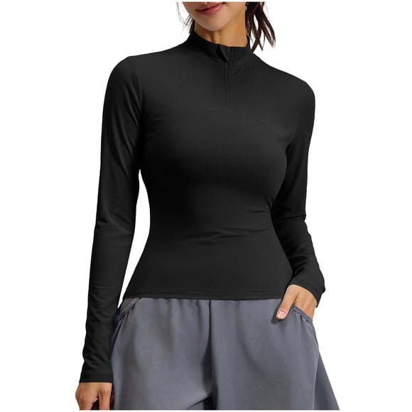 Tops de Cuello Alto para las Mujeres Respirable Running Fitness Yoga Top de Manga Larga, Pantalones Cortos Y Set Superior para las Mujeres Que Coinciden con Ropa Deportiva