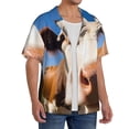 thumbnail image 2 of Rateoe Blue Sky Meadow Cute Cow Print Mens Front Pocket Hawaiian Shirts Casual Shirts Short Sleeve Button Down Beach Tropical Shirts-XX-Large, 2 of 5