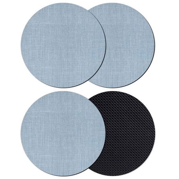 Vintage Sky Blue Coasters Set of 4, Absorbent Coasters for Drinks, Farmhouse Retro Solid Color Linen Texture Coaster for Desk Coffee Table Protection, Home Decor House Warming Gifts 4"