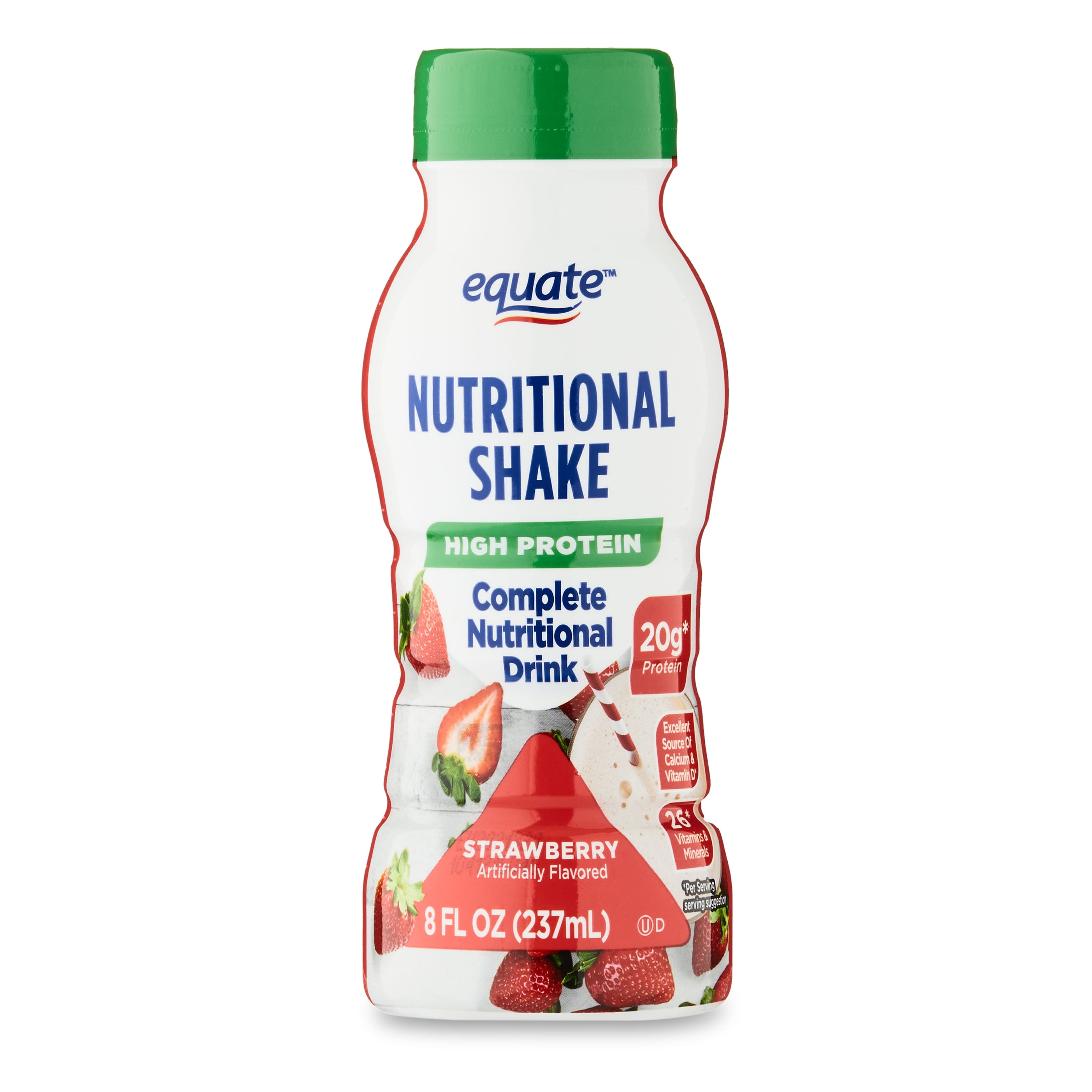 (3 pack) Equate High Protein Nutritional Shake, Strawberry, 8 fl oz, 24 Count