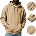 thumbnail image 2 of Men’s Fleece Pullover Hoodie – Solid Basic Fall Casual Drawstring Hooded Sweatshirt,M, 2 of 6