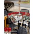 thumbnail image 4 of Outdoor Tablecloth with Umbrella Hole and Zipper, Red Christmas Square Table Cloth 60x60 Inch Waterproof Tablecloth, Snowman Xmas Snowflake Botanical Tree Picnic Table Cover for Patio Camping, 4 of 7