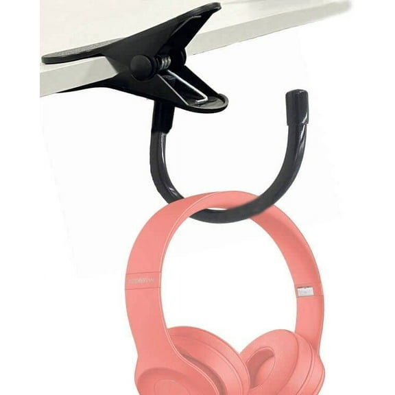 Headset Headphone Hook Holder Hanger Mount Headphone Hook Desk, Headphones Stand with Adjustable Hook, Clamp-On Style - Fit Thick Desk (50MM) - Verticle and Horizontal Mount