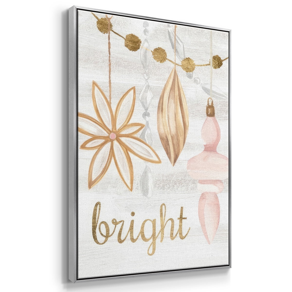 Elegant Ornaments Collection B - Framed Gallery Wrapped Holiday Canvas - 27 x 41 - Silver Frame