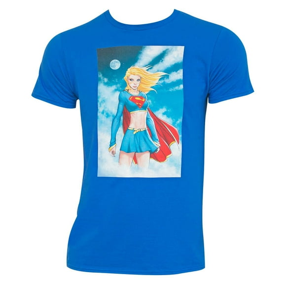 Supergirl Men's Blue Comic Panel T-Shirt-Medium