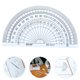 thumbnail image 4 of BRIGHTFUFU 20 piezas de 4 pulgadas, 10 cm de plástico, 180 grados de transportador para la medición del ángulo de la escuela / oficina / estudiante de matemáticas (transparente), 4 of 7
