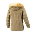 thumbnail image 5 of qolati Men's Fleece Lined Parka Jacket Zip Up Button Warm Winter Coat Thicken Thermal Faux Furs Hooded Jackets Windproof Coats, 5 of 9