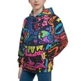 thumbnail image 2 of Pofeuu Neon Graffiti Urban Art Print Kids Pullover Hoodies Warm Thick Hooded Sweatshirt with Packet for Boys Girls-Medium, 2 of 6