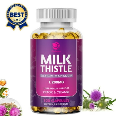 High absorption 1200mg Milk Thistle Extract with 50 mg Dandelion Root Extract Per Serving, Organic Milk Thistle Silymarin Supplement Supports Liver Cleanse and Detox & antioxidant, 120 Ct