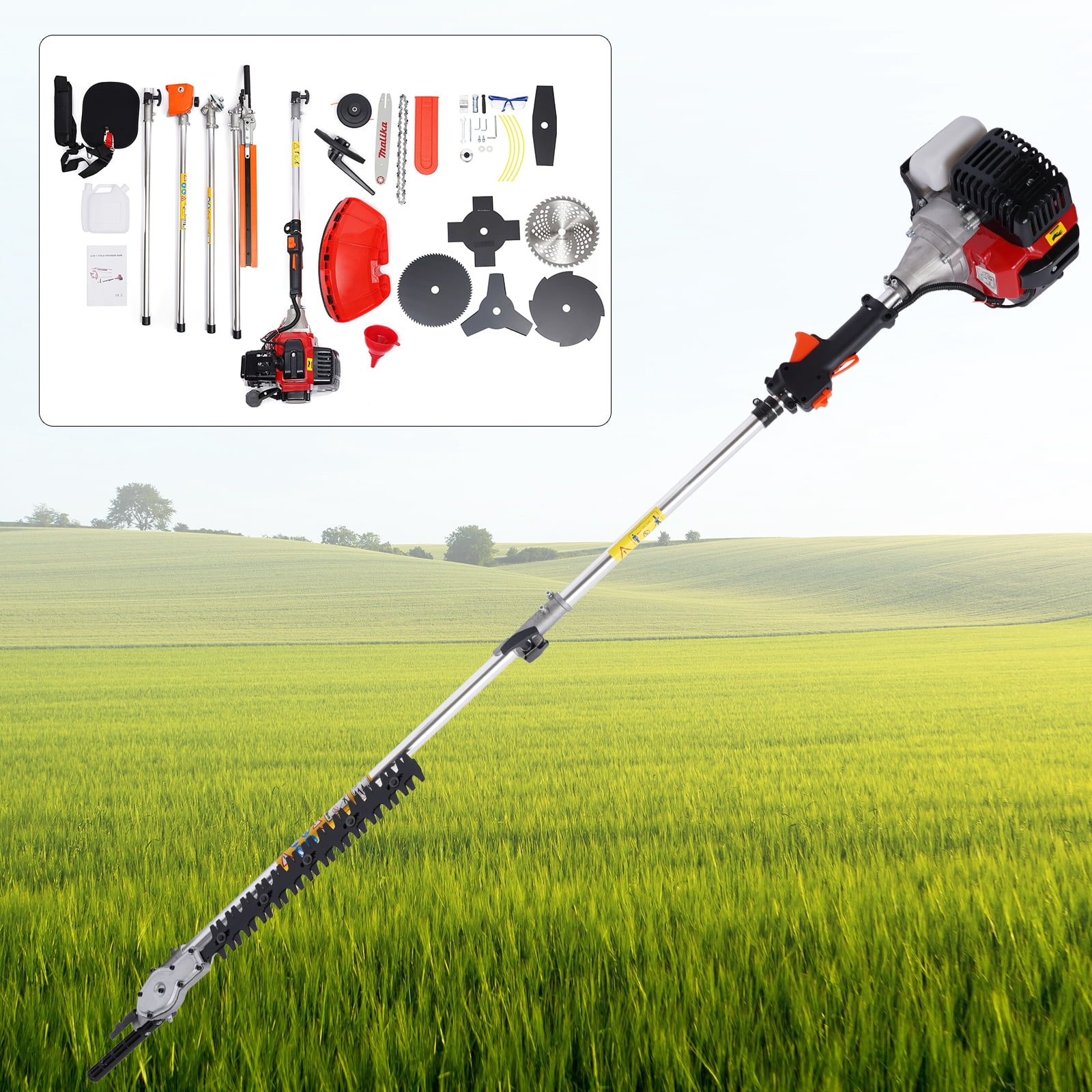 Dwellnix Straight Shaft String Gas Trimmer 2 Stroke 52 CC Weed Grass Eater Brush Cutter