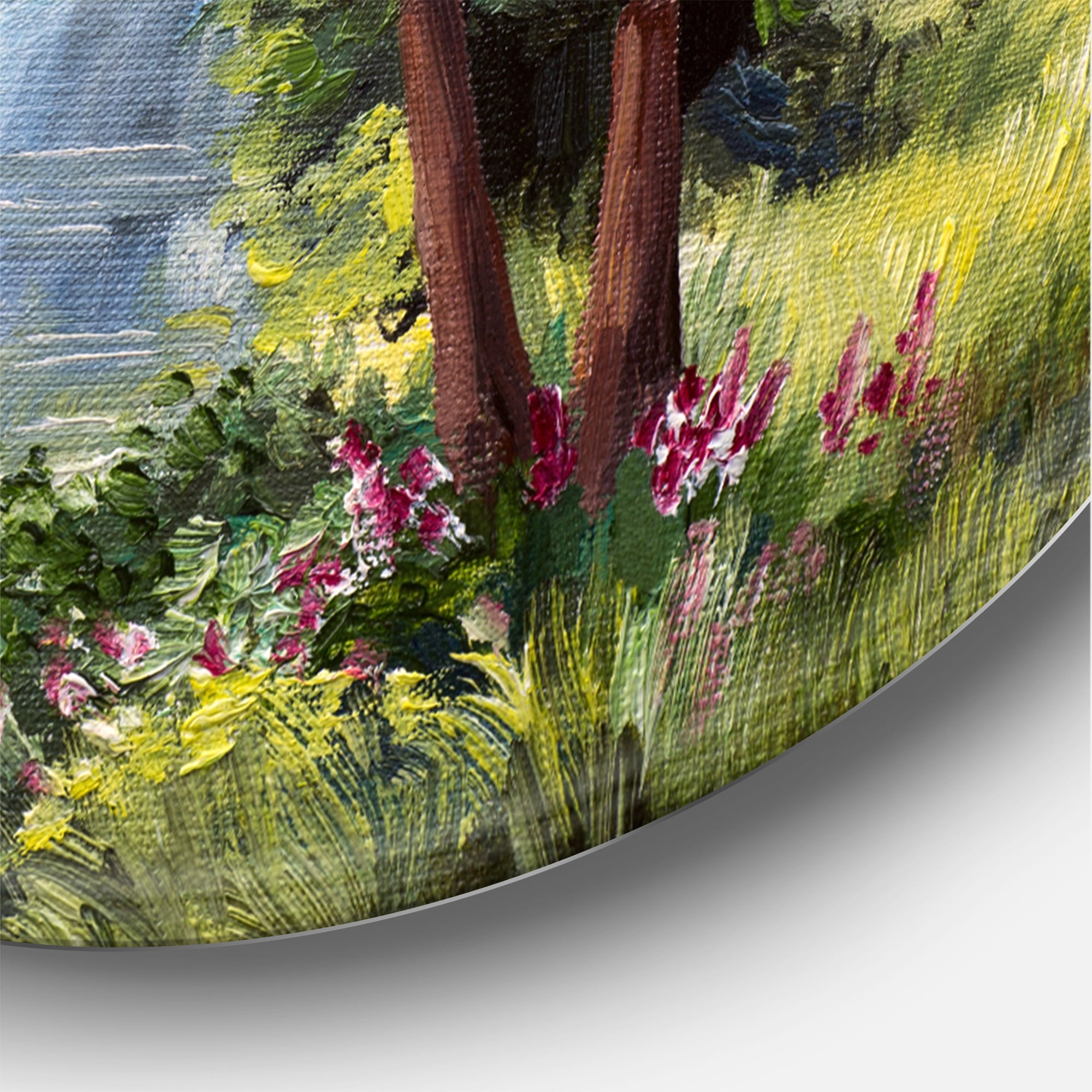 Designart 'Lake In The Forest Summer Day - Landscape' Lake House Circle Metal Wall Art 23x23 - Disc of 23