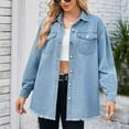 thumbnail image 7 of SDNall Denim Jacket for Women Button Down Long Sleeve Shirt Coat with Pockets Womens Denim Jackets (S-2XL,Dark Blue), 7 of 7