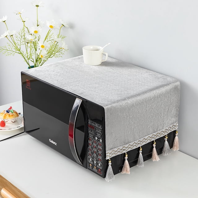 Dust-Proof Microwave Oven Cover Protector Oil-Proof Polyester Cover for Kitchen Appliance to Keep Microwave Clean and Stylish
