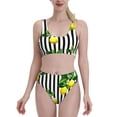 thumbnail image 2 of Picia Lemons on Striped Women's High Waisted Bikini Scoop Neck Swimsuit Two Pieces Bathing Suit-XX-Large, 2 of 8