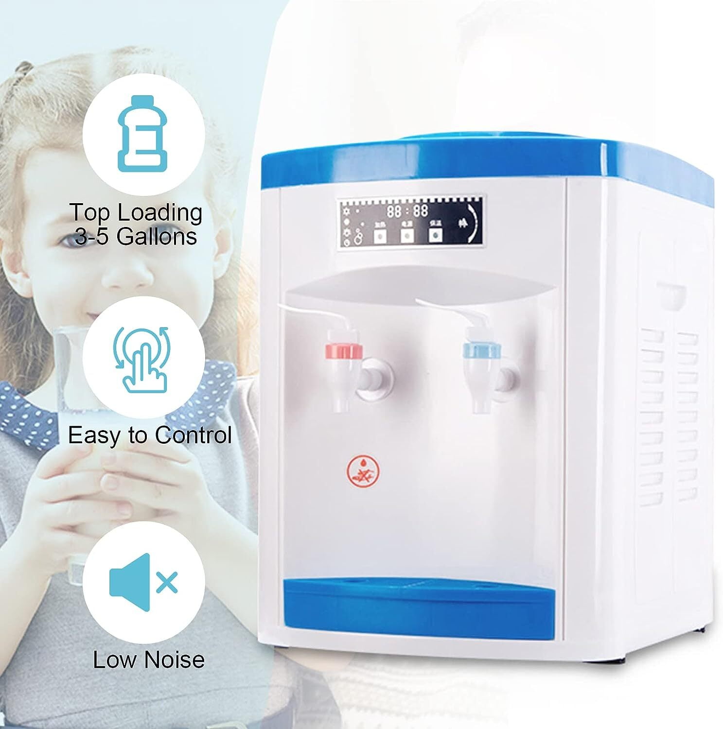 FOGGBET Loading Small Water Cooler Dispenser 5 Gallon Cold and Hot Water Dispenser Top