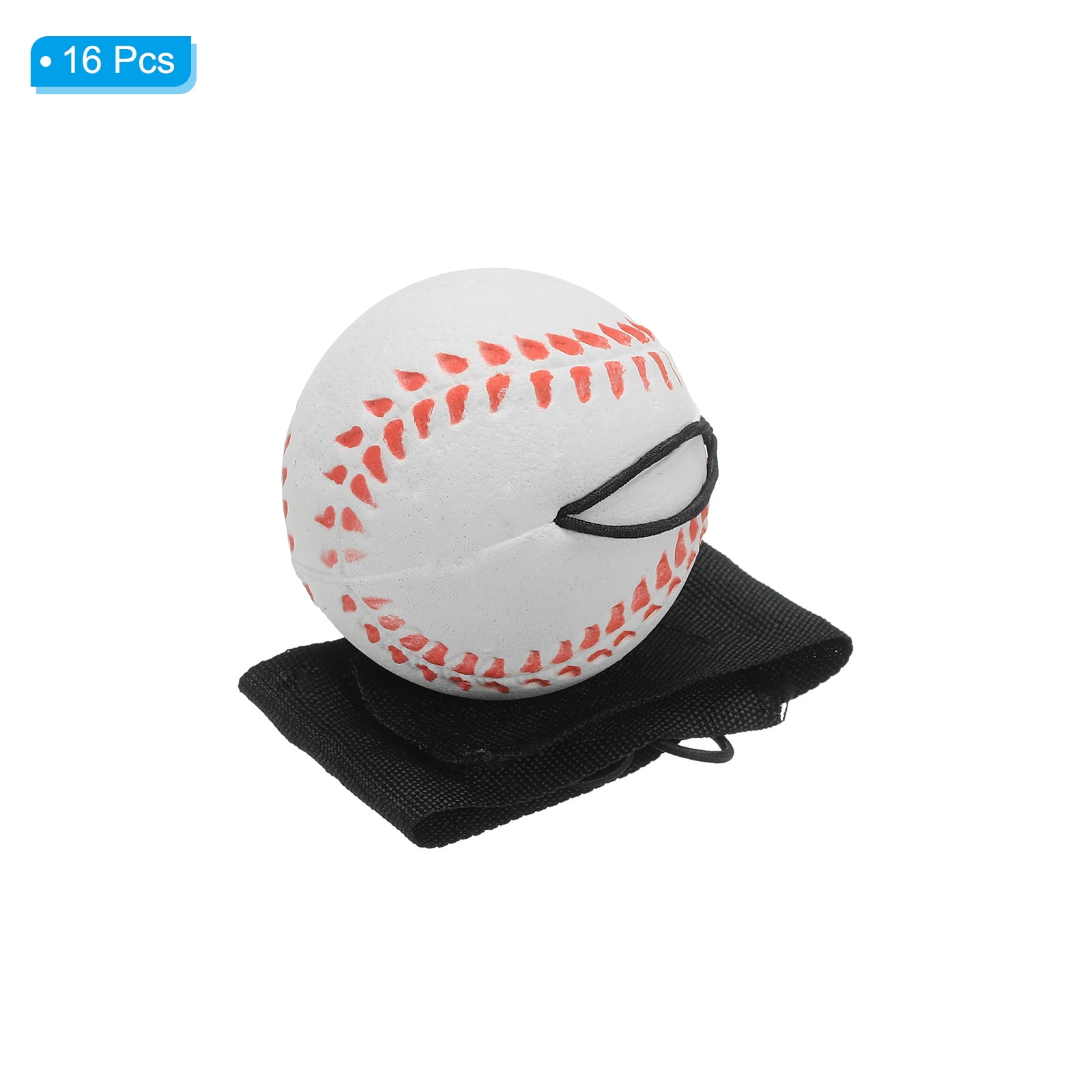 Uxcell 2.5 Inch Sports Wrist Ball, 16Pcs Baseball Rubber Rebound Wristband Wrist Return Ball Sport on A String for Exercise Play, White