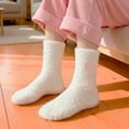 thumbnail image 4 of 5 Pairs Women's Bow Fuzzy Socks Winter Soft Slipper Socks Coquette Stuff Fluffy Thick Home Sleeping, 4 of 8