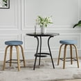 thumbnail image 3 of CQSXDA Backless Swivel Bar Stools Set of 2, Comfortable Fabric Upholstered 26 Inch Height Stools Ideal for Restaurants and Homes，Blue, 3 of 9