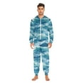 thumbnail image 3 of FORMRS Onesies Pajama for Adults Unisex Hoodie Winter Jumpsuit One Piece Sleepwear, Sizes S-2XL, Green Watercolor Ocean Waves, 3 of 7