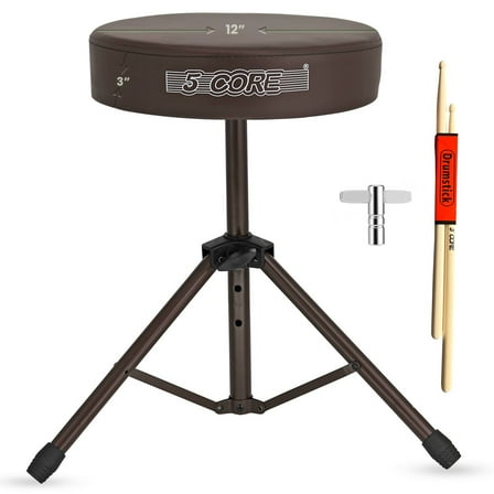 Adjustable Drum Throne Stool - 3" Padded Seat, 330lb Capacity, Anti-Slip Base, Portable Musician Chair