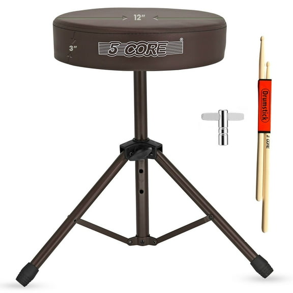 Adjustable Drum Throne Stool - 3" Padded Seat, 330lb Capacity, Anti-Slip Base, Portable Musician Chair