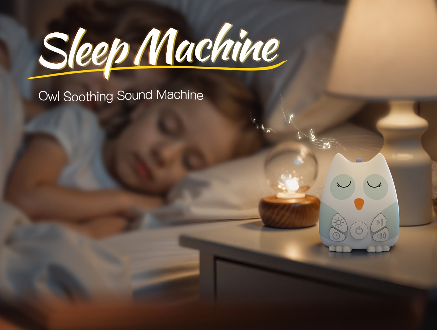 Owl White Noise Machine with Night Light - Portable Sleep Soother Suitable for Kids & Adults, 15 Soothing Sounds (Brown/White Noise), Rechargeable Sleep Aid for Crib, Bed, Travel
