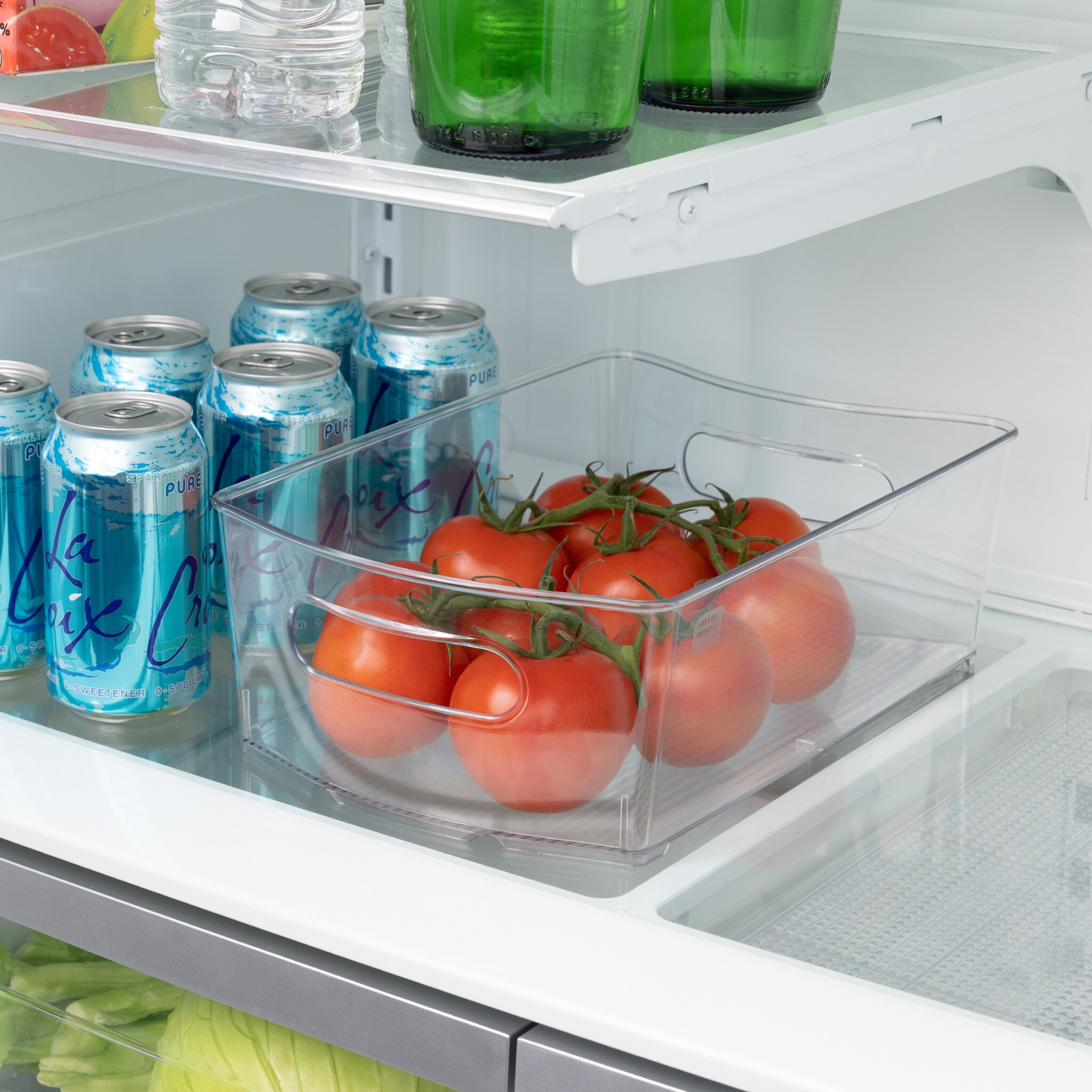 Smart Design Stackable Clear Refrigerator Storage Bin with Handle - 8 pack - 8 x 12 inch