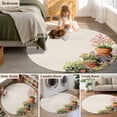 thumbnail image 5 of Round Area Rug 5 Ft, Spring Flowers Washable Non-Slip Circle Carpet for Living Room/Bedroom, Botanical Blossom Floral Pot Plants Low-Profile Runner Mats Collection Rugs for Indoor, 5 of 8