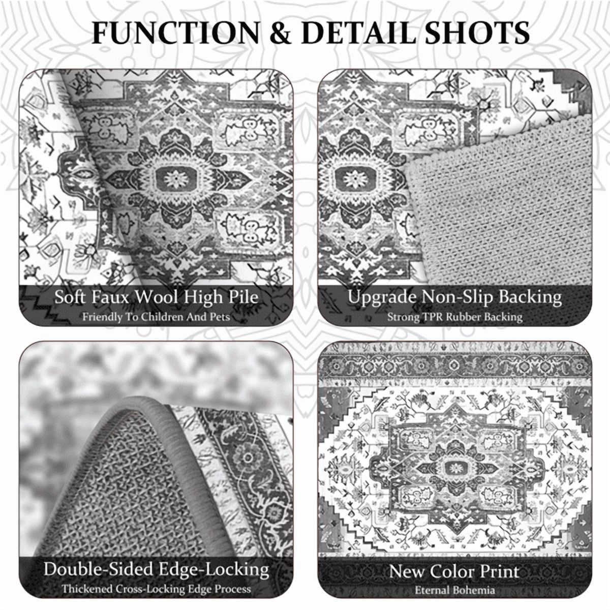 3 Piece Farmhouse Kitchen Rugs Sets with Runner, Non-Slip Washable Floor Mats, Indoor Accent Rugs for Kitchen, Laundry Room, Hallway